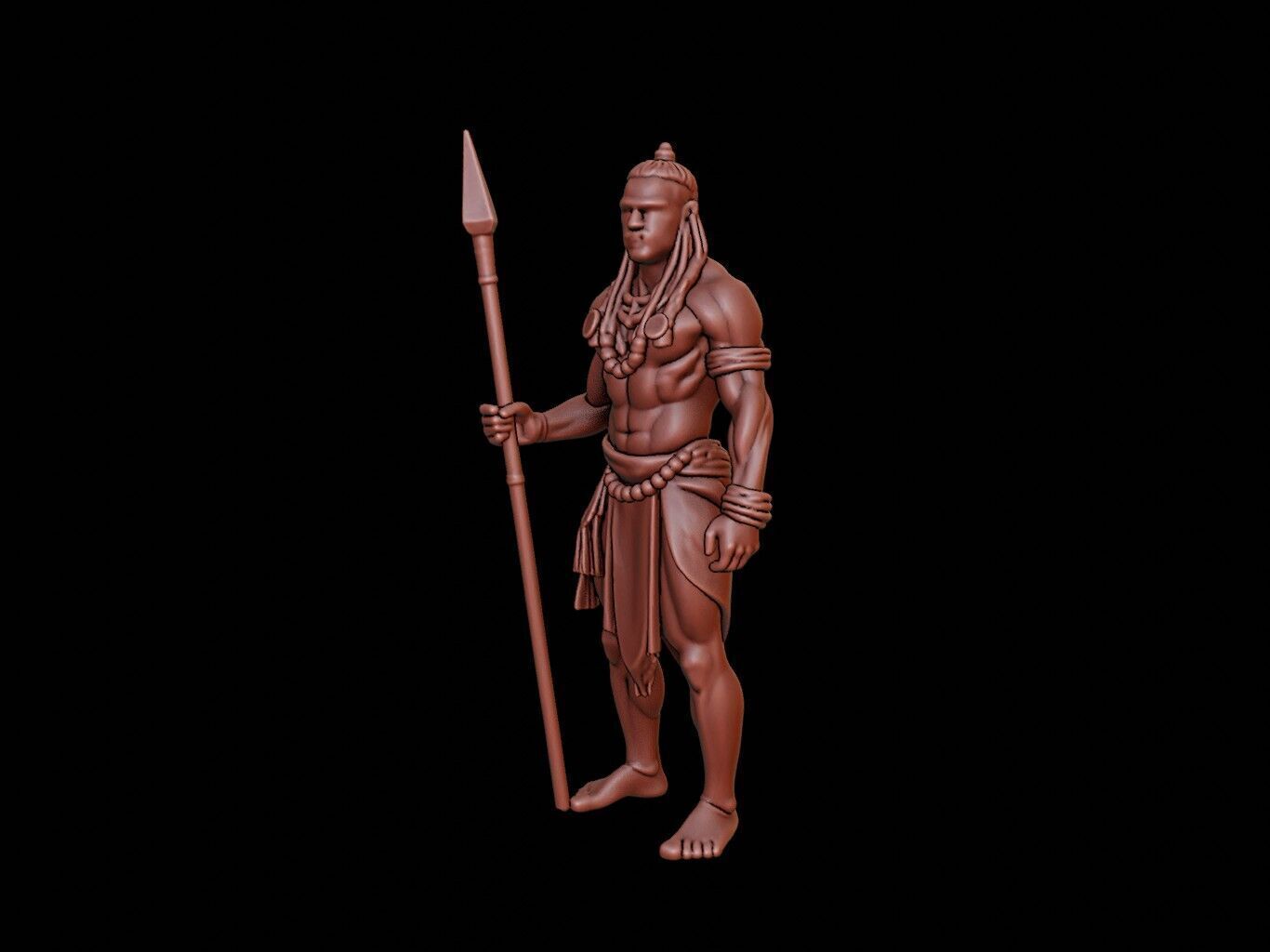 African Tribal Warrior Figure 3D print model_2