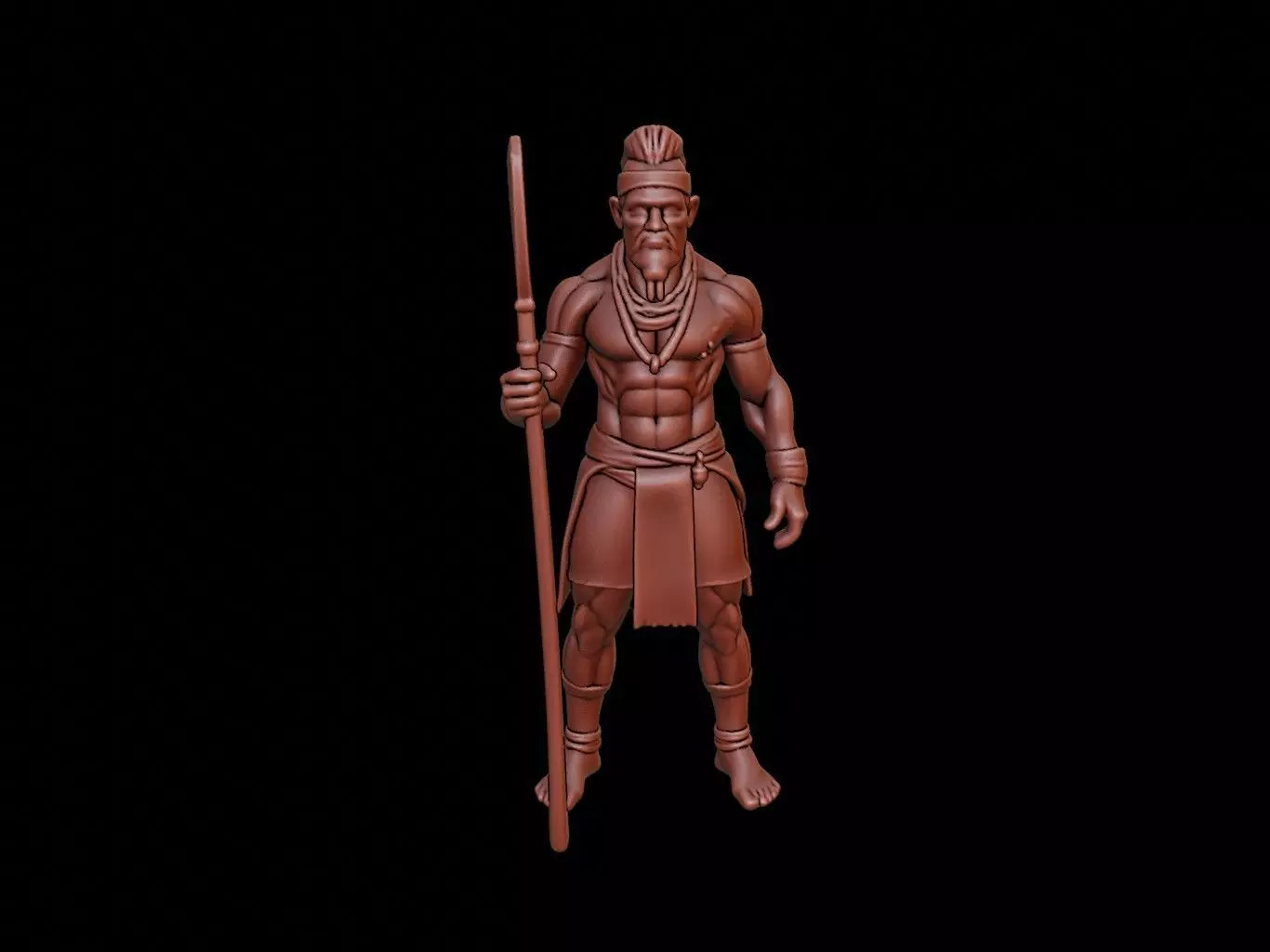 African Tribal Warrior Figure 3D print model_0