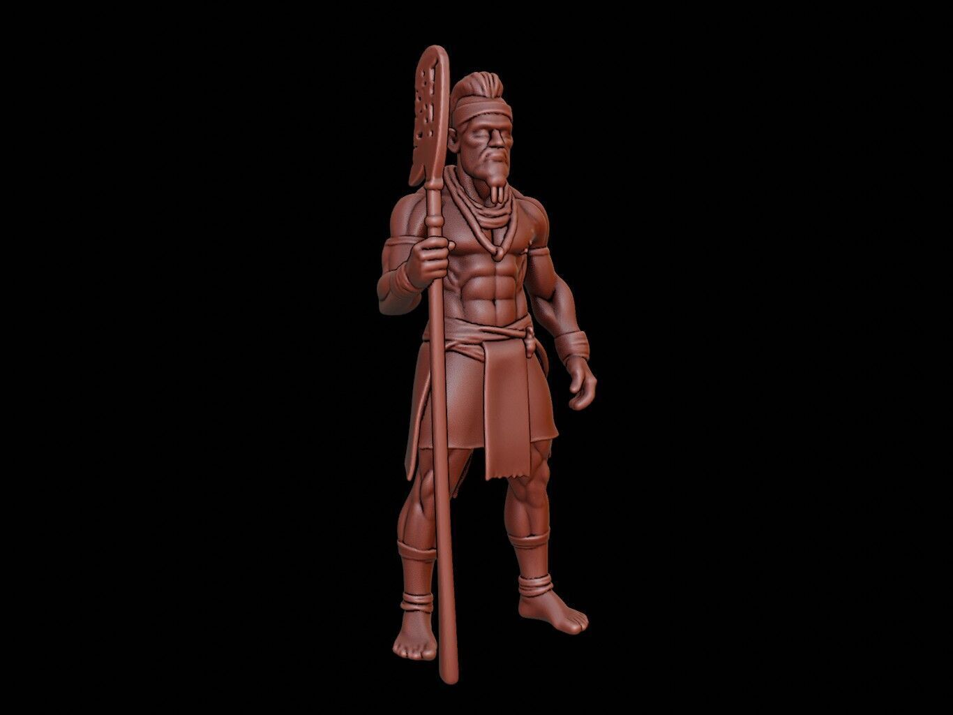 African Tribal Warrior Figure 3D print model_1