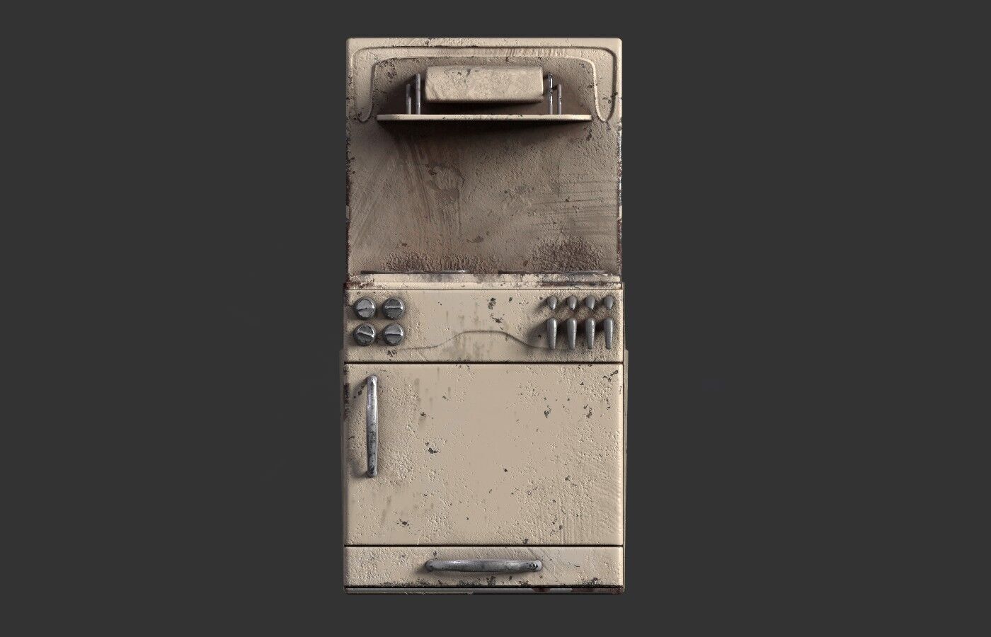 Gas Stove Low-poly 3D model_2