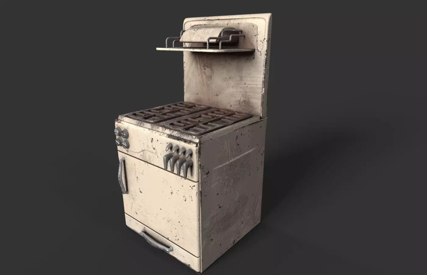 Gas Stove Low-poly 3D model_0