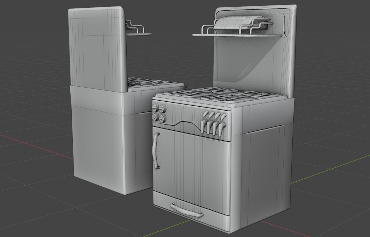 Gas Stove Low-poly 3D model_5