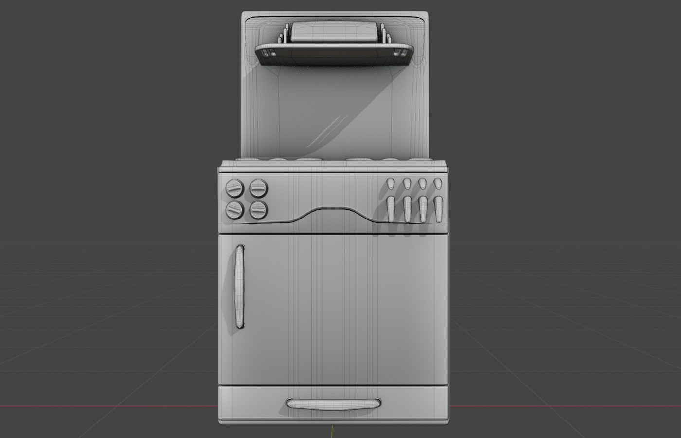 Gas Stove Low-poly 3D model_7