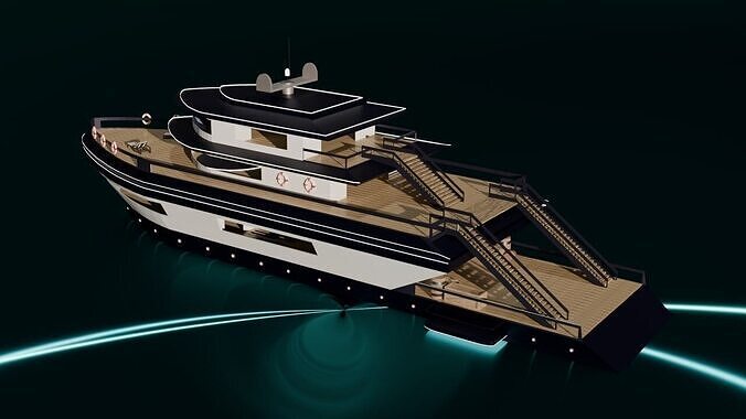 yacht 3D with mapping Low-poly 3D model