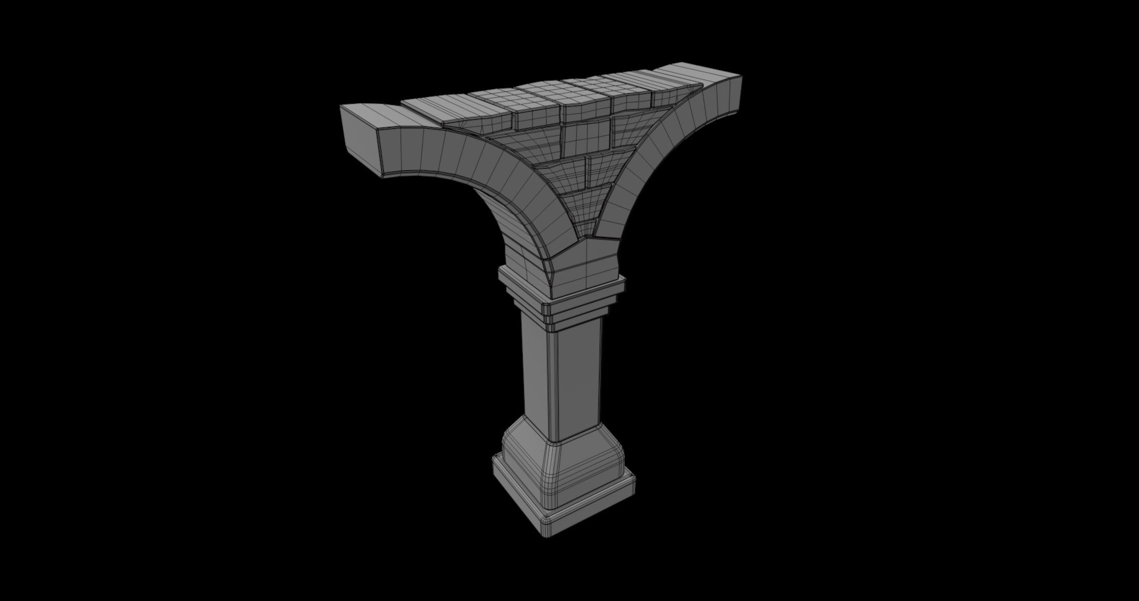 stone medieval arcade 3D model_5