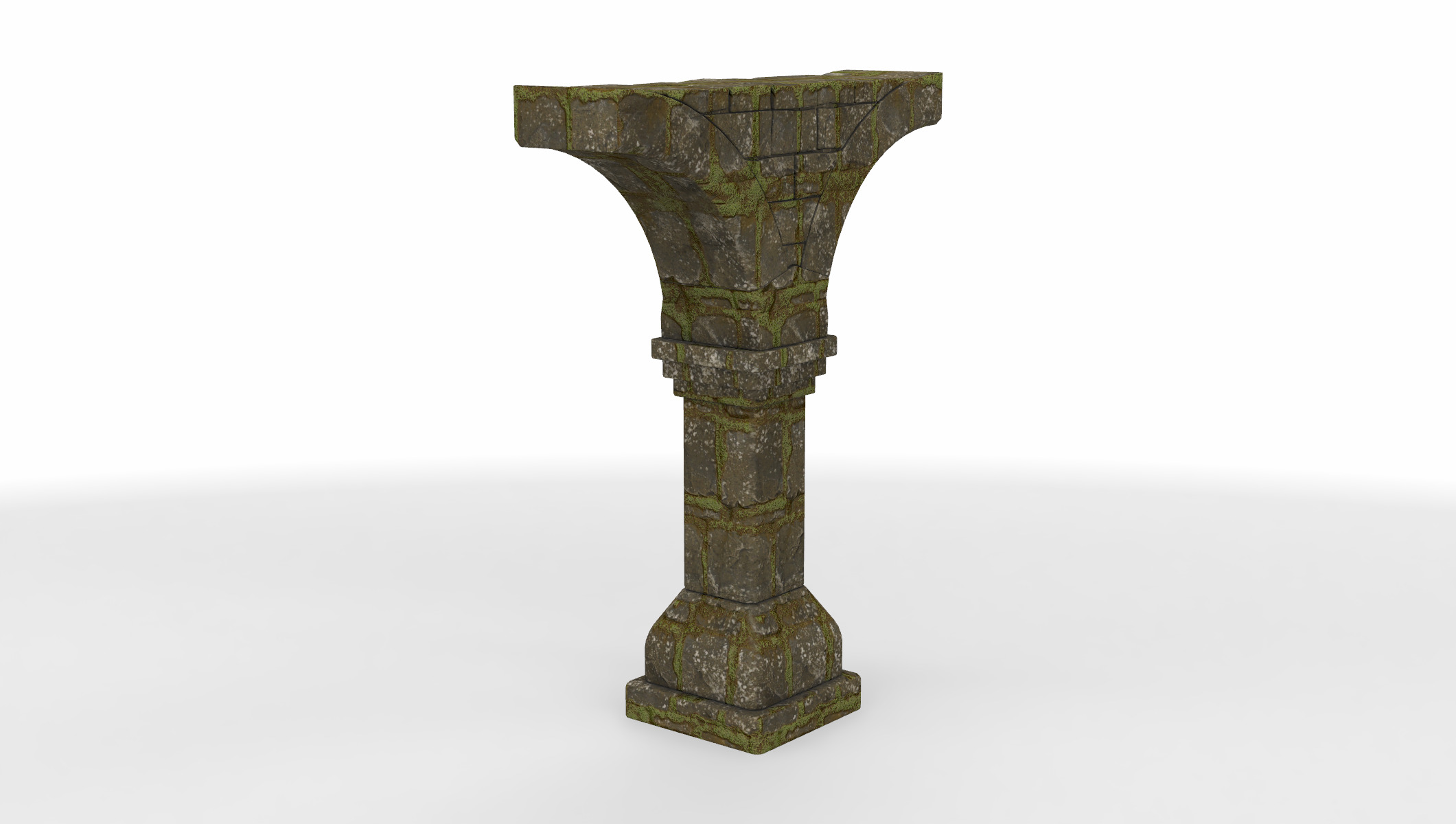 stone medieval arcade 3D model_3