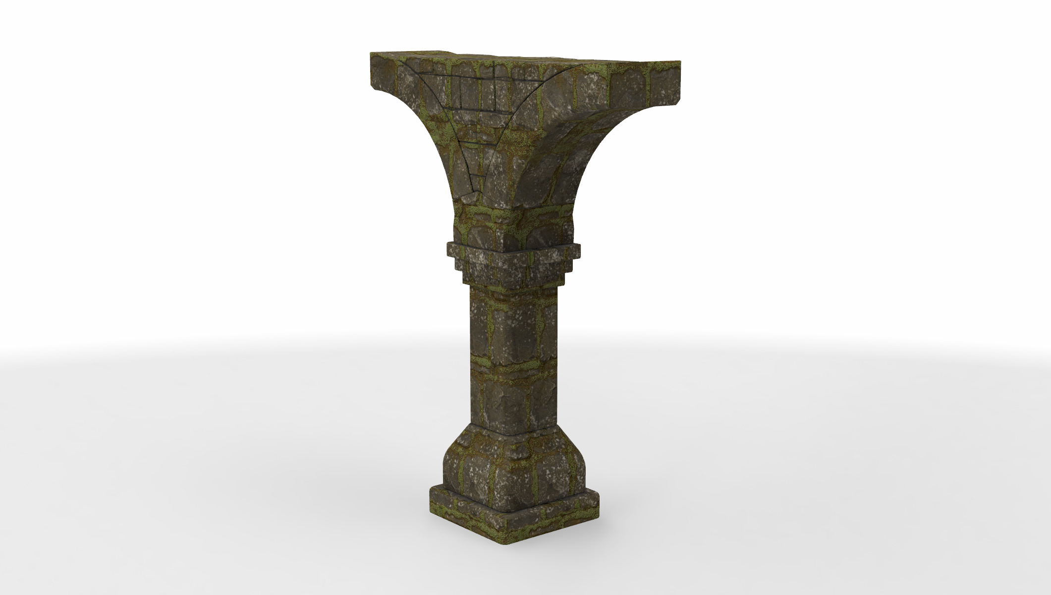 stone medieval arcade 3D model_2