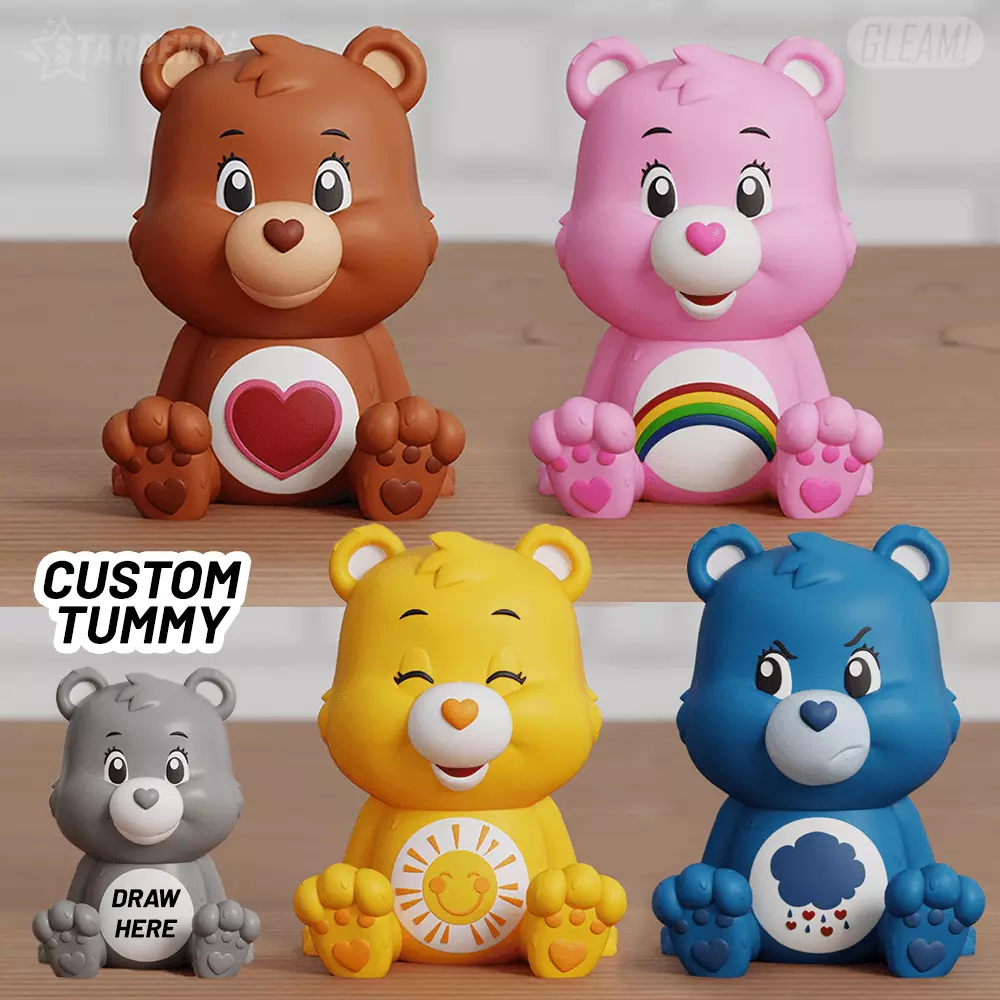 Care Bears Set Chibi Cute 80s Retro Vintage 3D print model_0