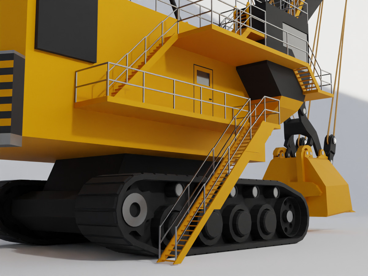 Rope Shovel Heavy Vehicle Low-poly 3D model_4