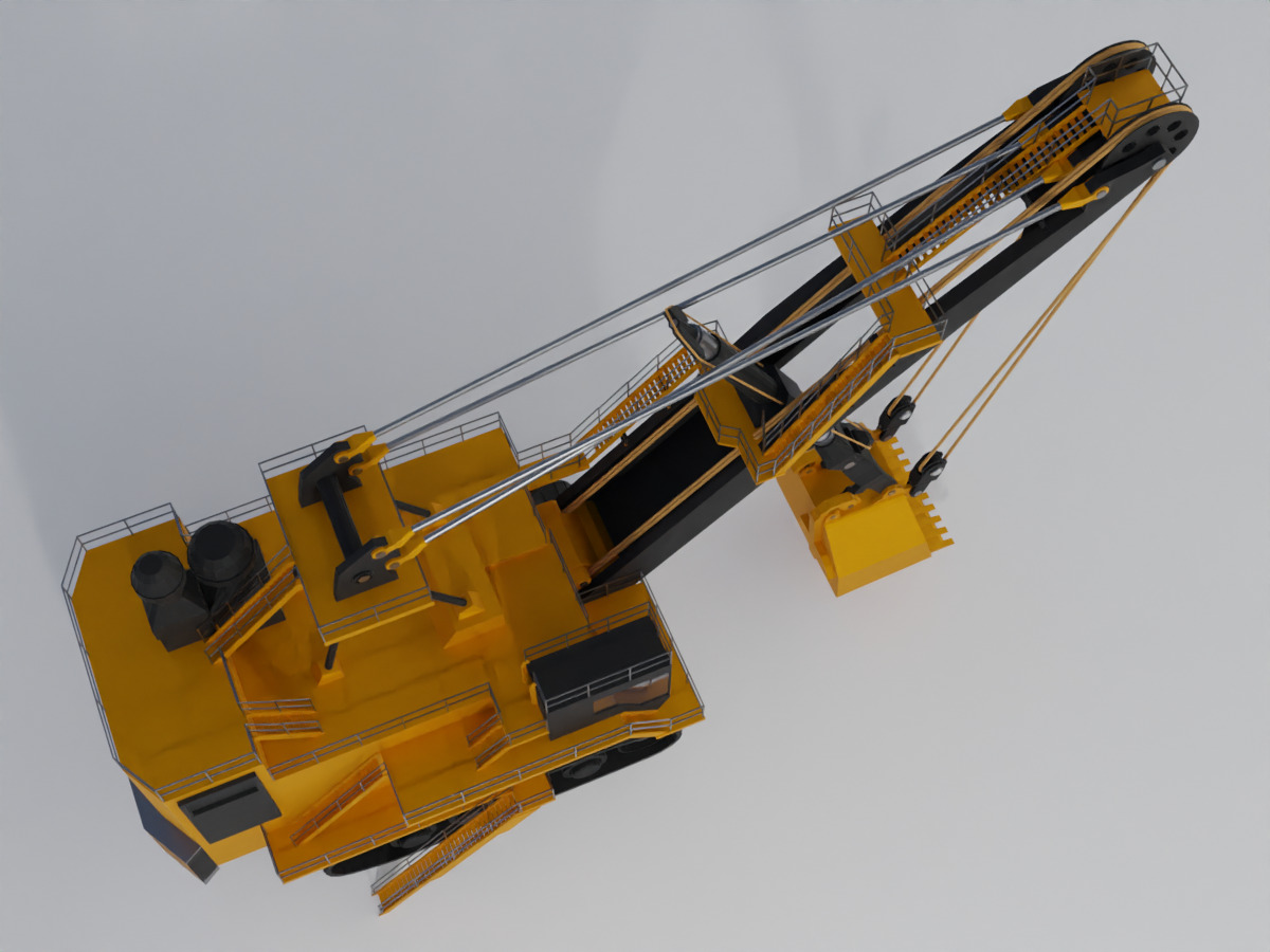 Rope Shovel Heavy Vehicle Low-poly 3D model_7