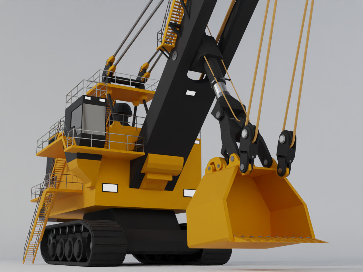 Rope Shovel Heavy Vehicle Low-poly 3D model_10