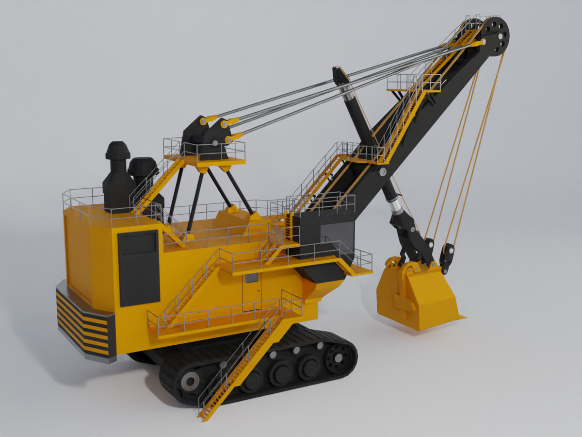 Rope Shovel Heavy Vehicle Low-poly 3D model_2