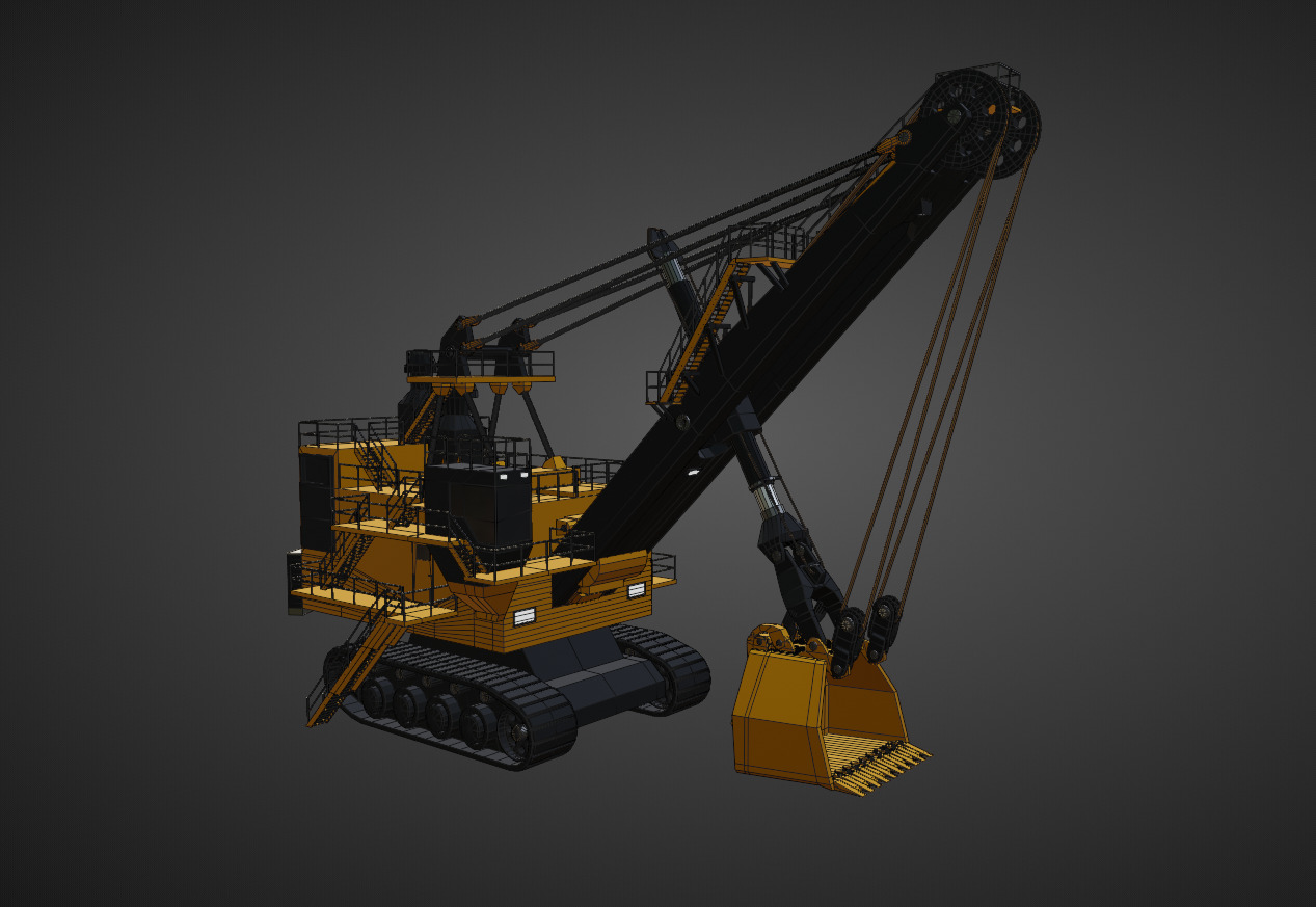 Rope Shovel Heavy Vehicle Low-poly 3D model_15