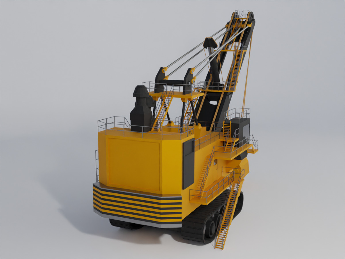 Rope Shovel Heavy Vehicle Low-poly 3D model_5