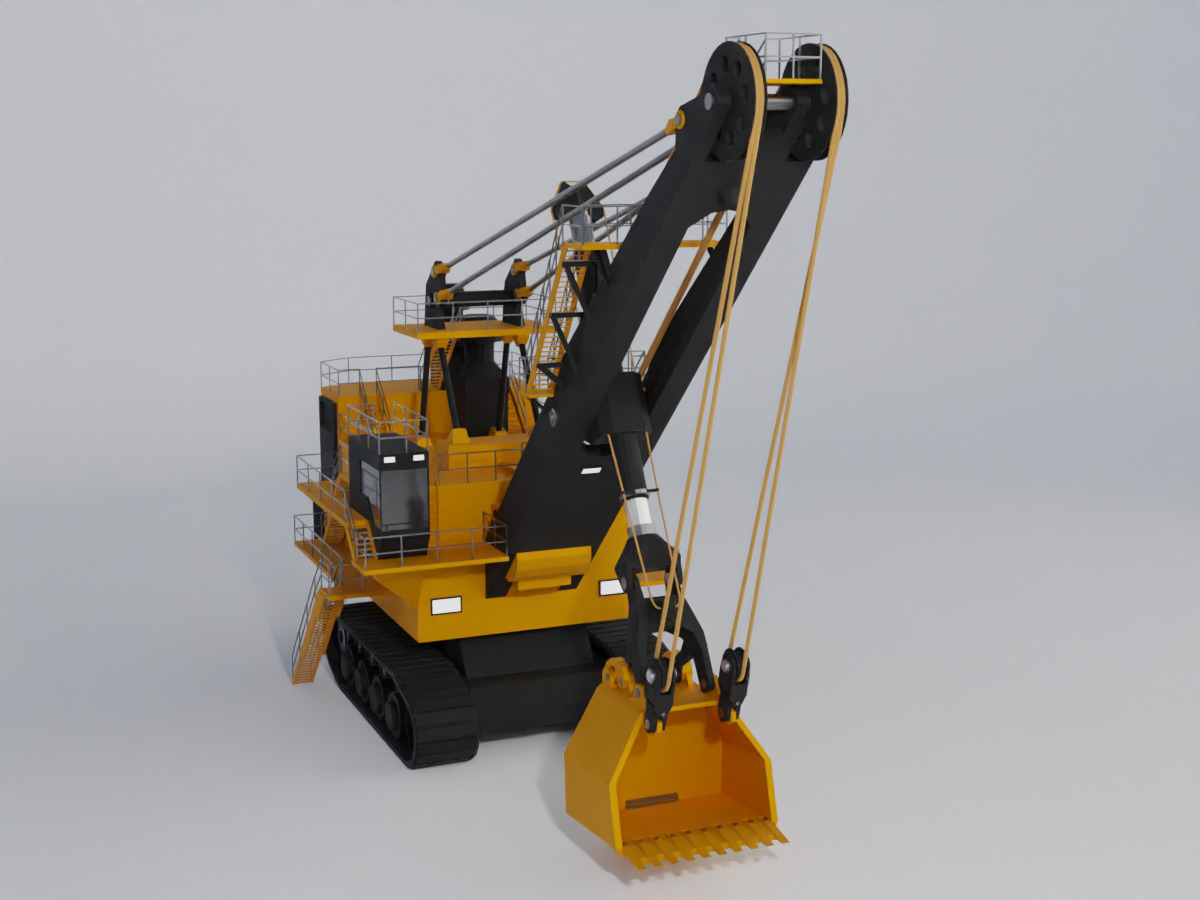 Rope Shovel Heavy Vehicle Low-poly 3D model_8