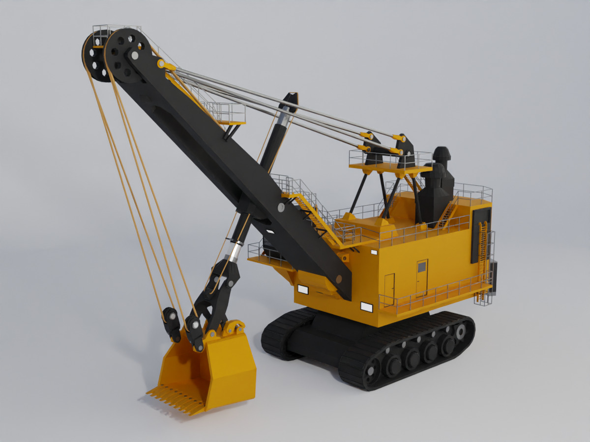 Rope Shovel Heavy Vehicle Low-poly 3D model_3