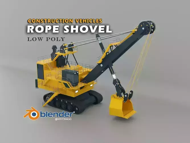 Rope Shovel Heavy Vehicle Low-poly 3D model