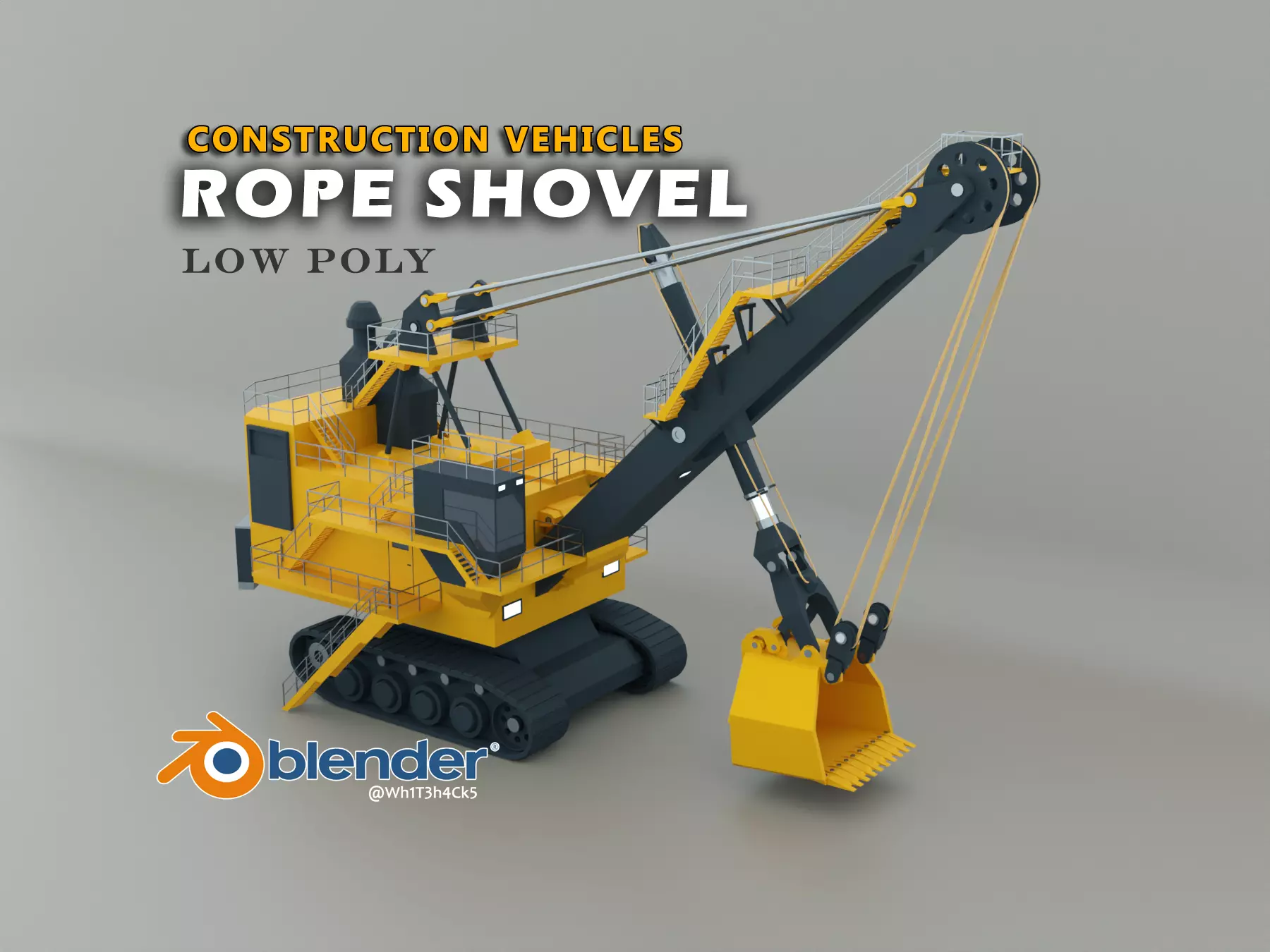 Rope Shovel Heavy Vehicle Low-poly 3D model_0