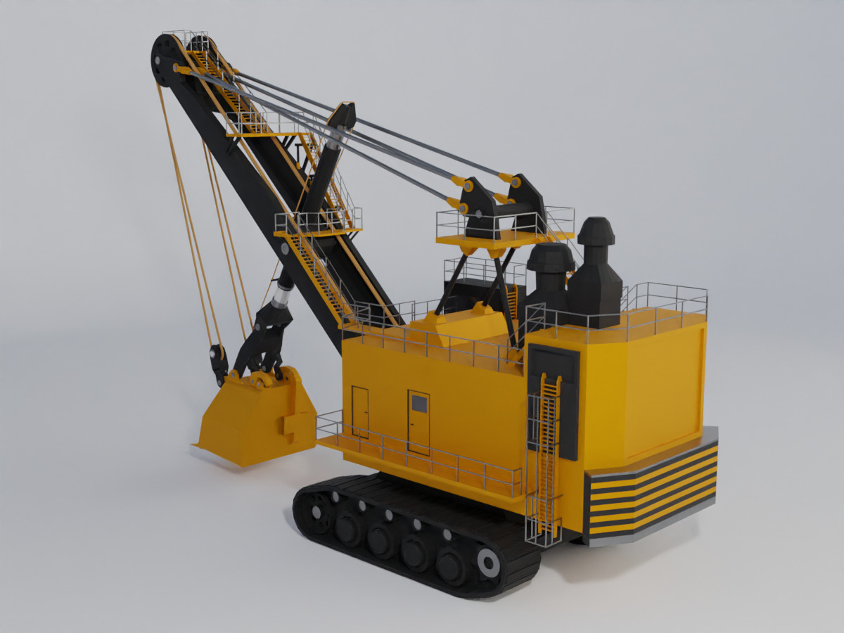 Rope Shovel Heavy Vehicle Low-poly 3D model_6