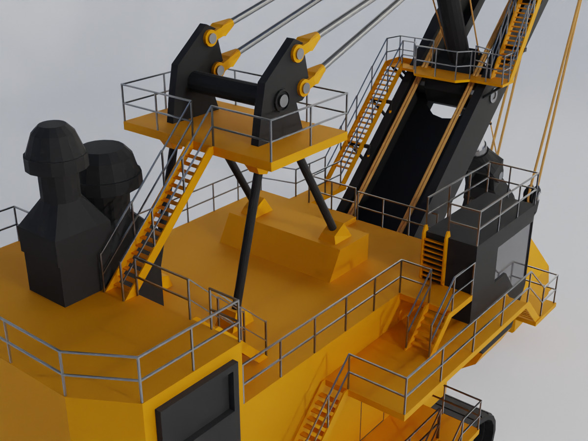 Rope Shovel Heavy Vehicle Low-poly 3D model_9