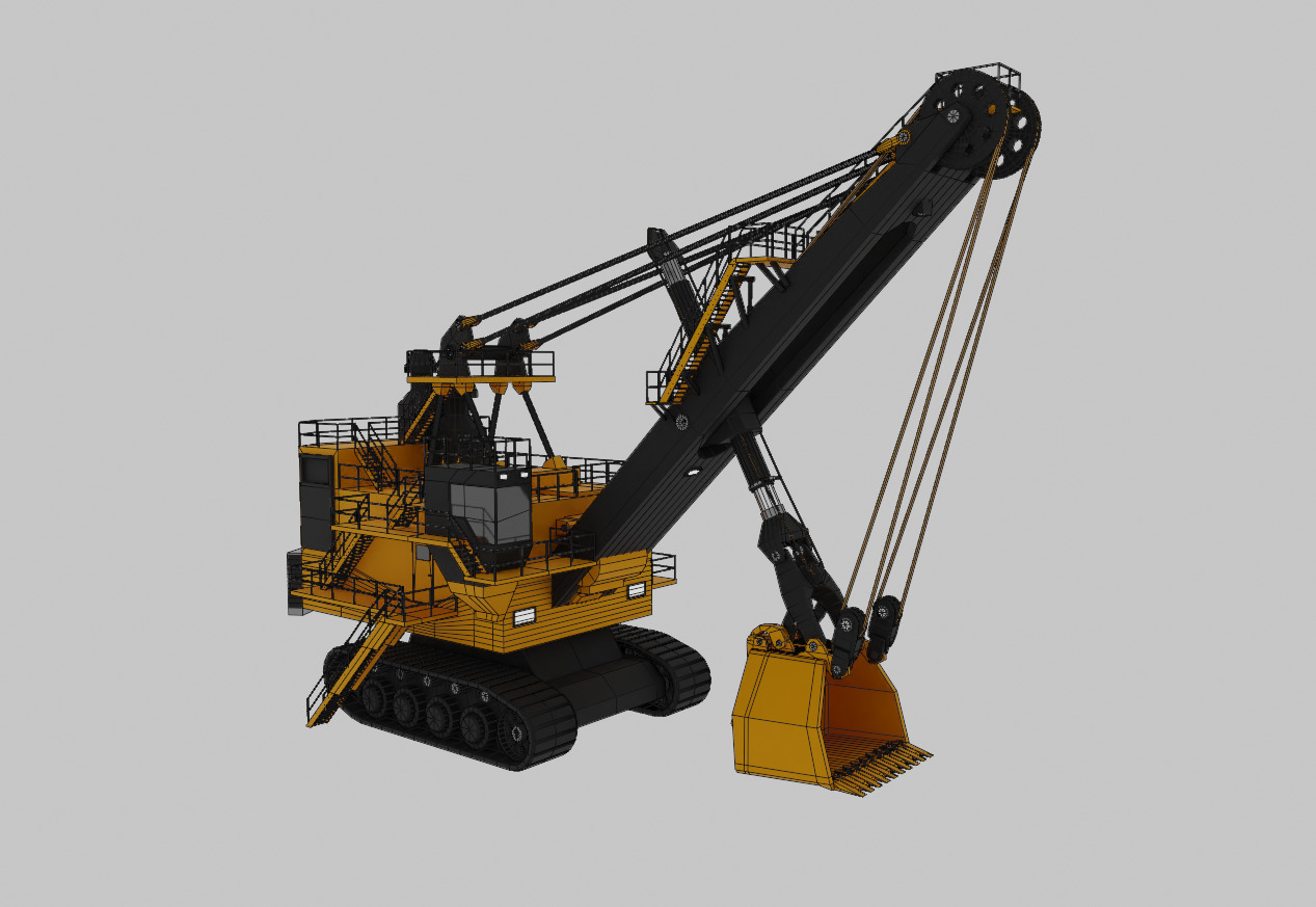 Rope Shovel Heavy Vehicle Low-poly 3D model_14