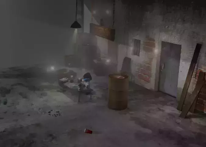 Retro Abandoned Laboratory Low-Poly Horror Scene Pack