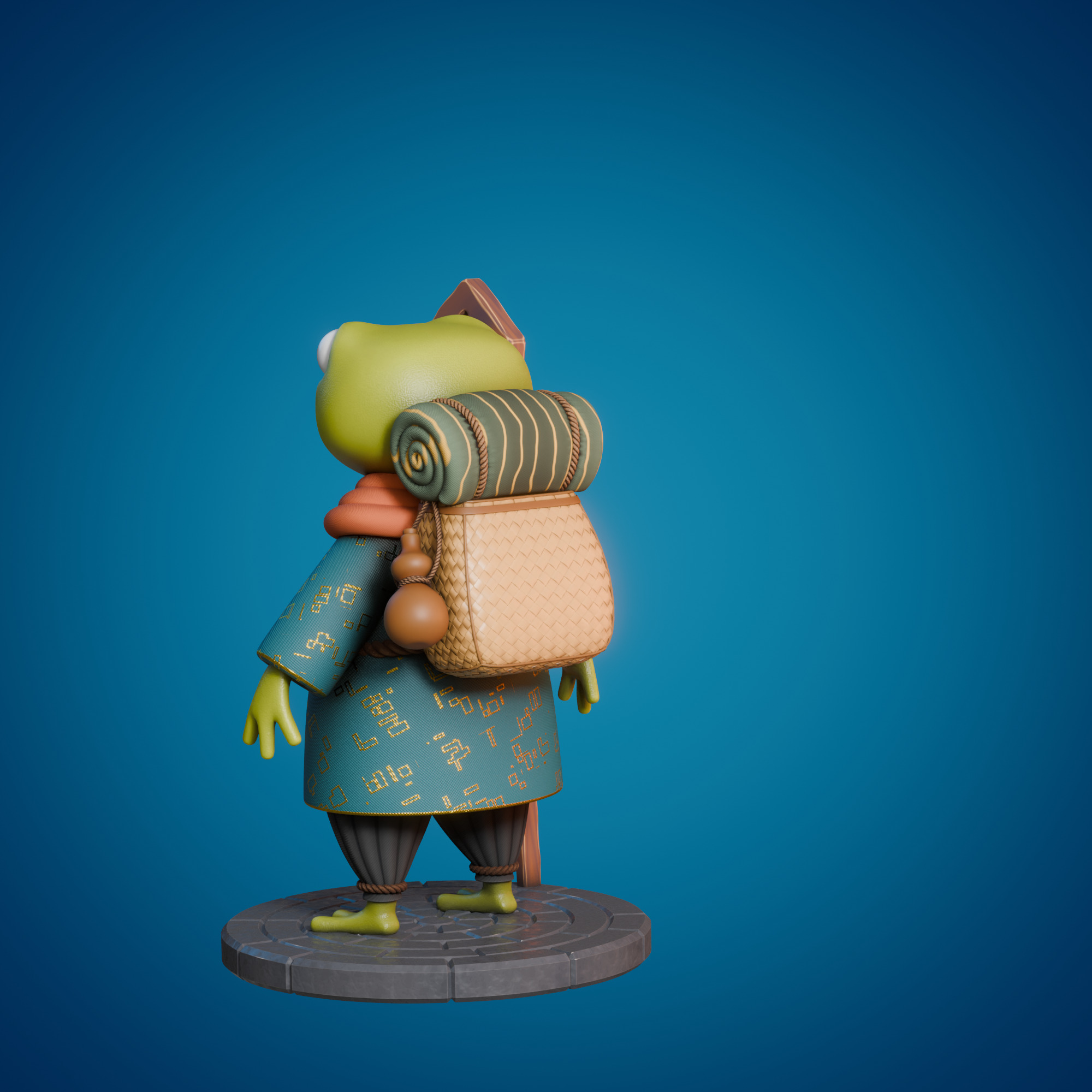 Stylized frog 3D model_4