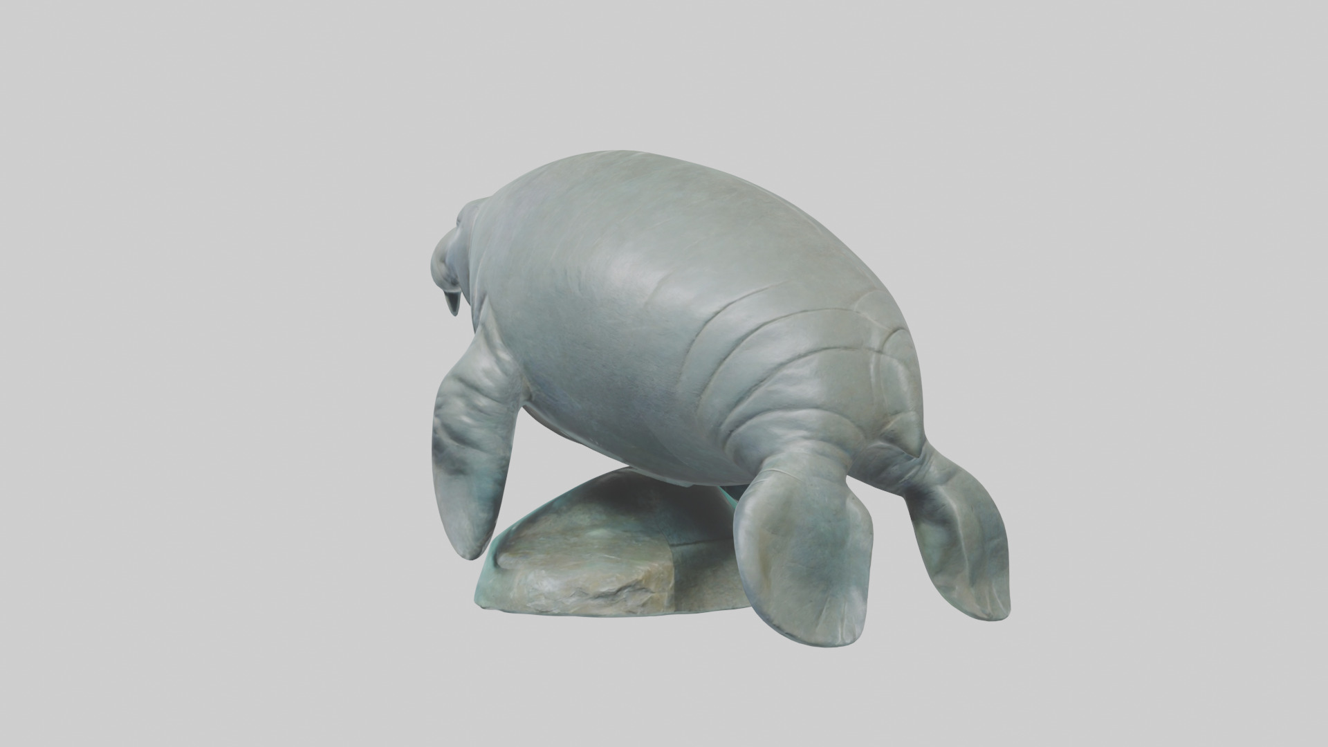Manatee statue model Low-poly 3D model_1