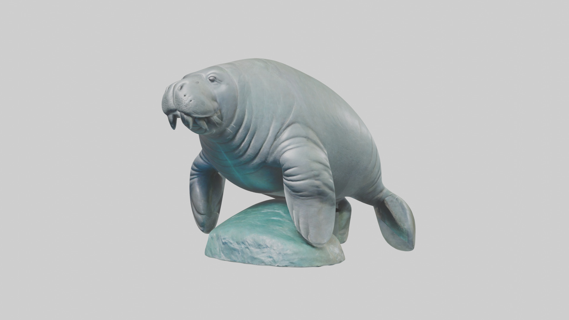 Manatee statue model Low-poly 3D model_10
