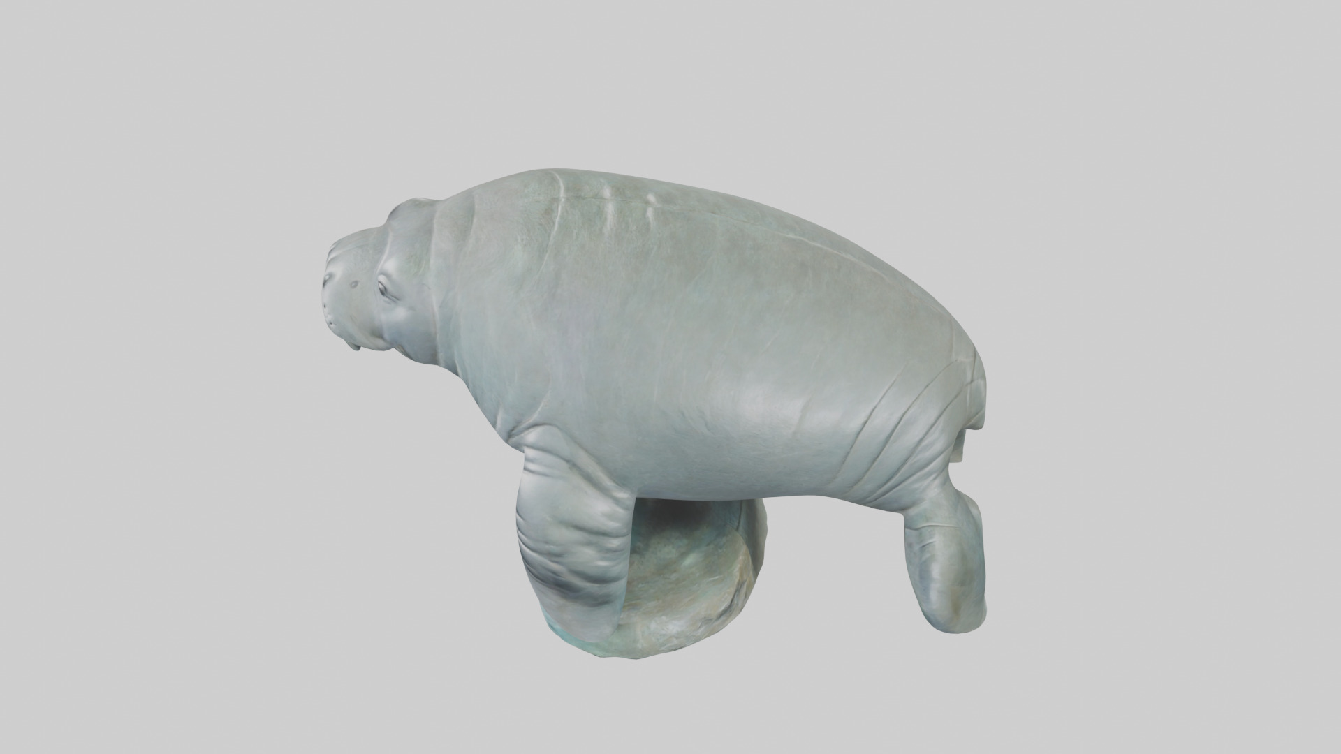 Manatee statue model Low-poly 3D model_17
