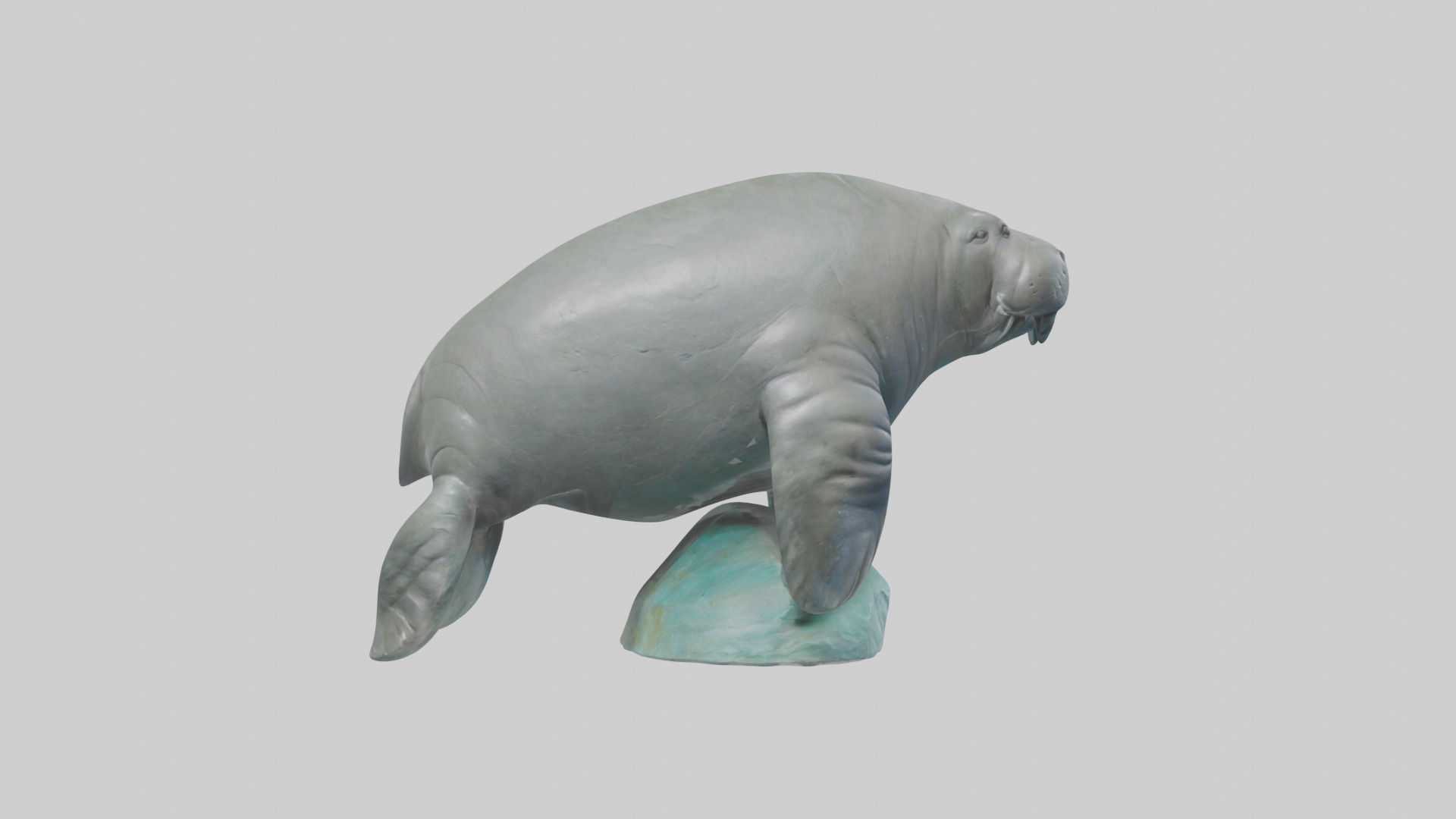 Manatee statue model Low-poly 3D model_13