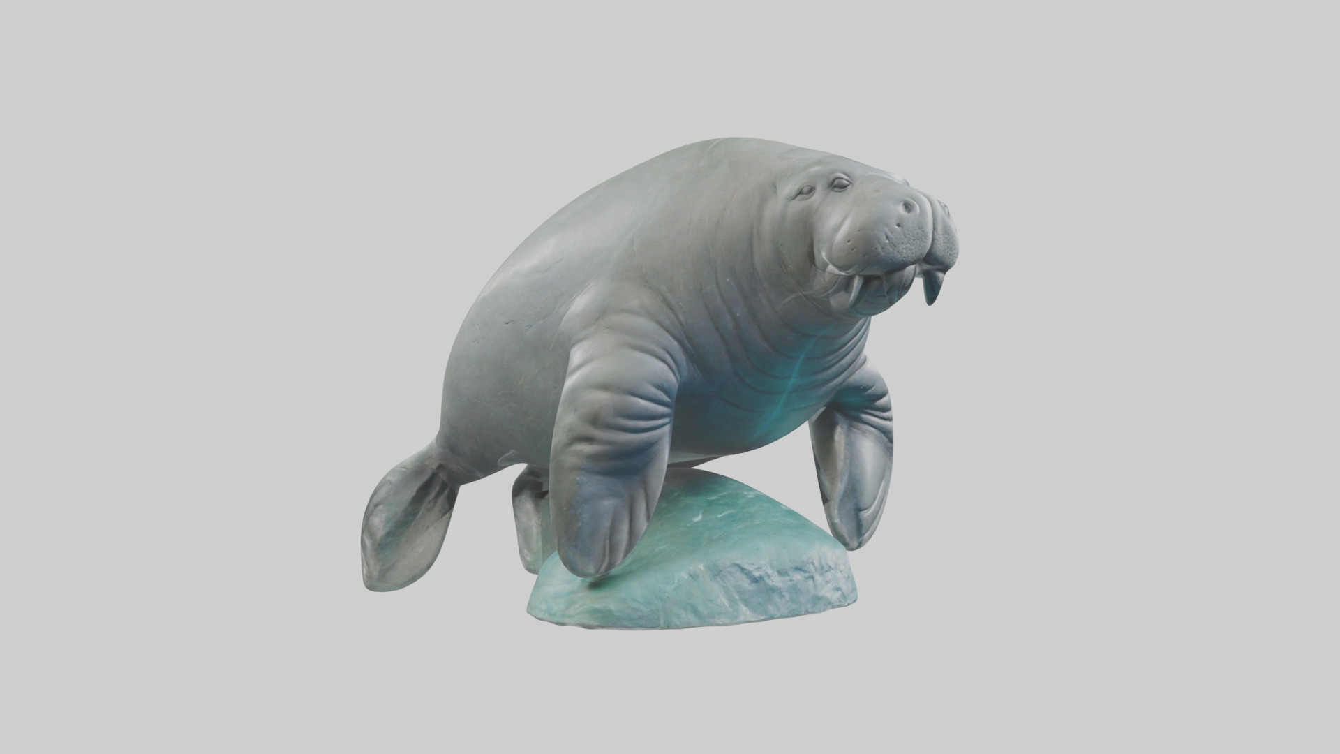Manatee statue model Low-poly 3D model_11