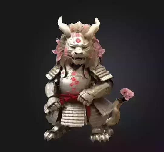 The Samurai Lion Statue  3D print model