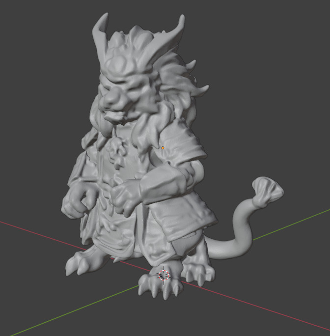 The Samurai Lion Statue 3D print model_2