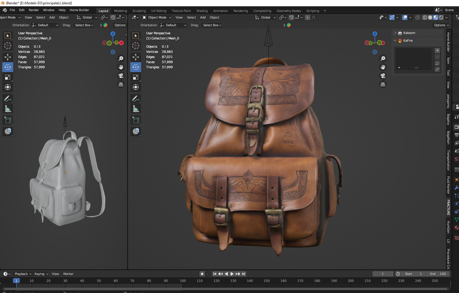 backbag ancient Low-poly 3D model_2
