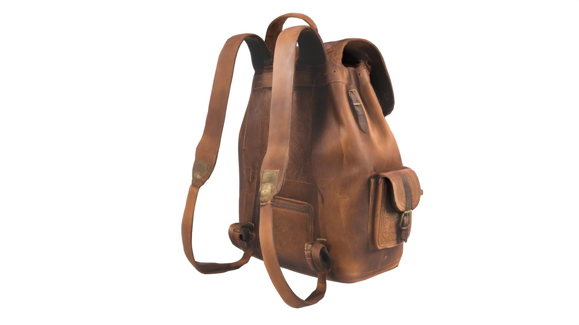 backbag ancient Low-poly 3D model_3