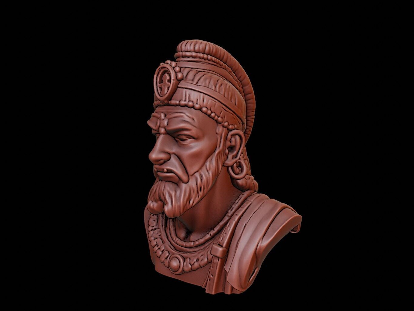 Ashoka the Great Bust 3D print model_2