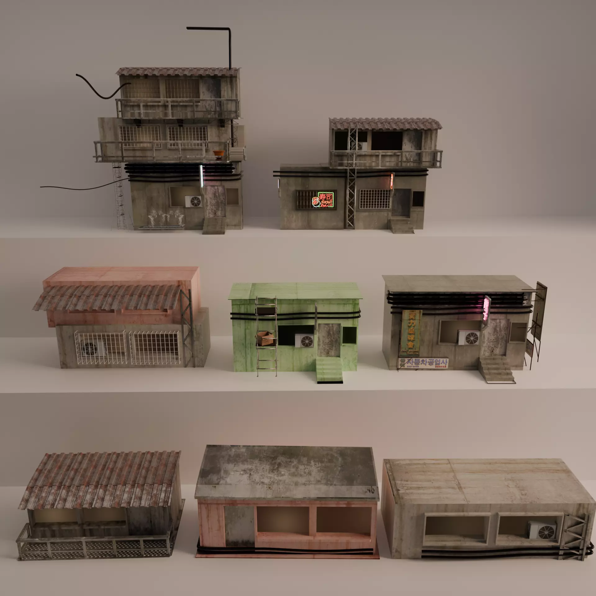 FREE LOW POLY ASIAN STYLED BUILDINGS Free low-poly 3D model