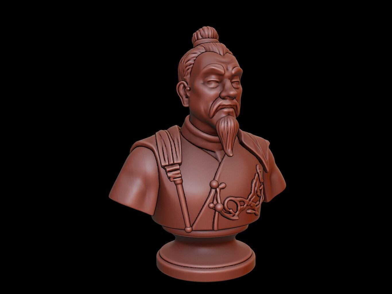Emperor Wu Bust 3D print model_1