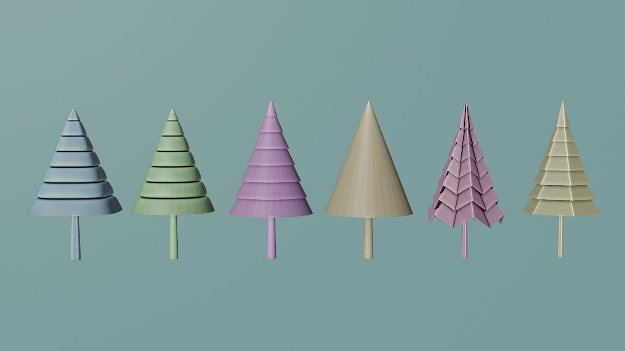 Simple Trees Pack Low-poly 3D model_3
