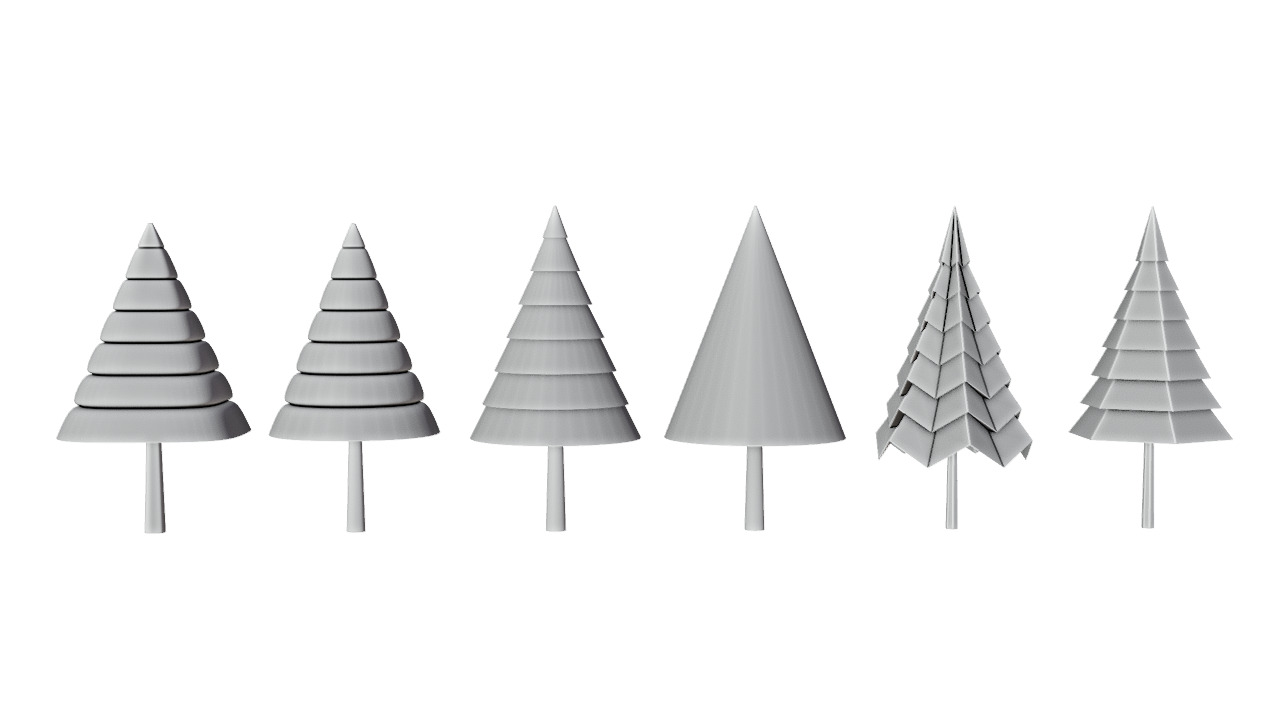 Simple Trees Pack Low-poly 3D model_2