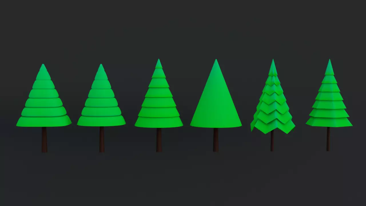 Simple Trees Pack Low-poly 3D model_0