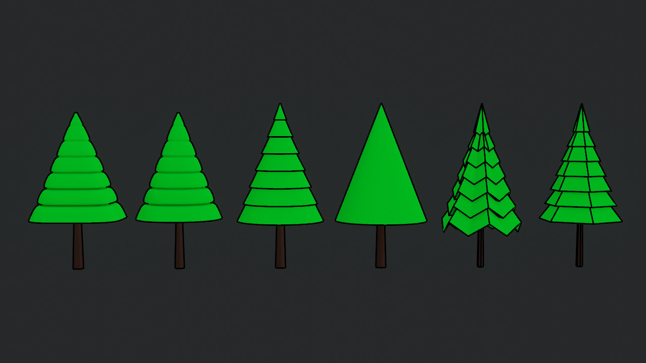 Simple Trees Pack Low-poly 3D model_1