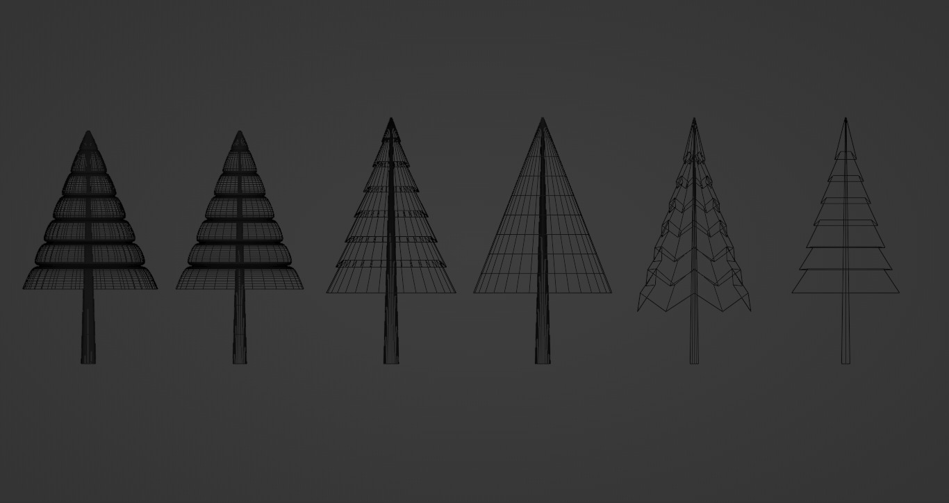 Simple Trees Pack Low-poly 3D model_4
