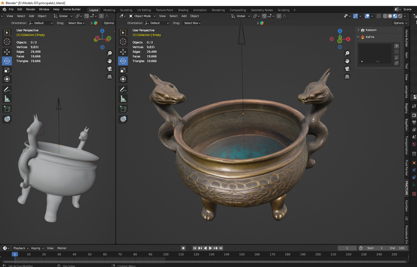 Medieval Cauldron Low-poly 3D model_2