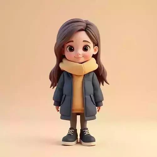 Cute Stylized 3D Girl Character 3D model