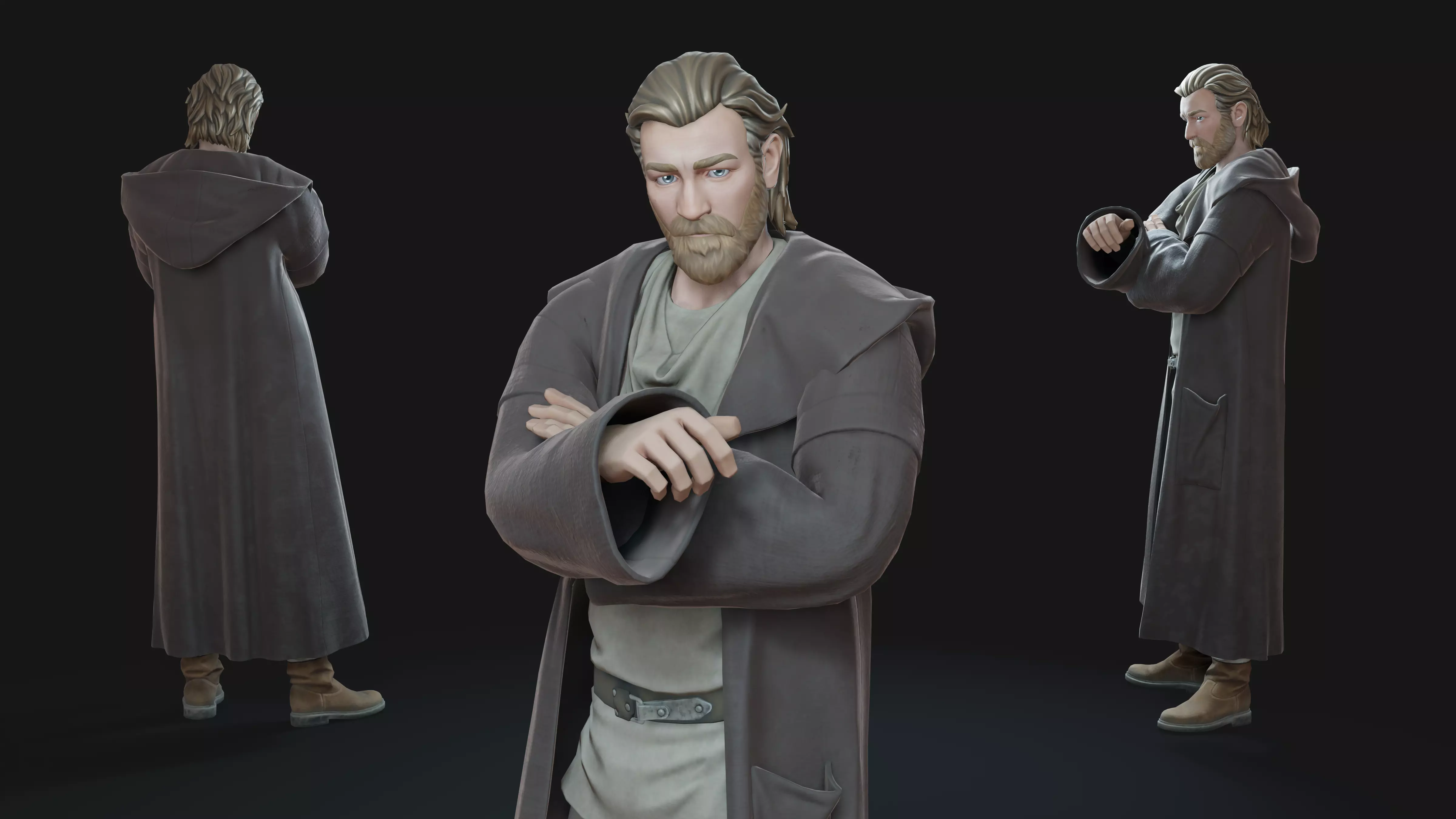Obi-Wan Kenobi Animation-Ready Jedi Master Low-poly 3D model_0