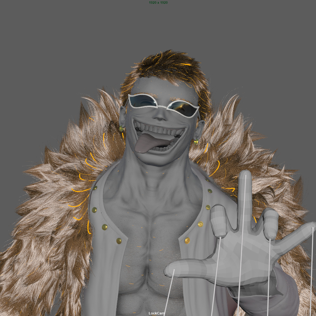 Doflamingo -Doffy Bust and groom -One piece -redshift-vray Low-poly 3D model_5