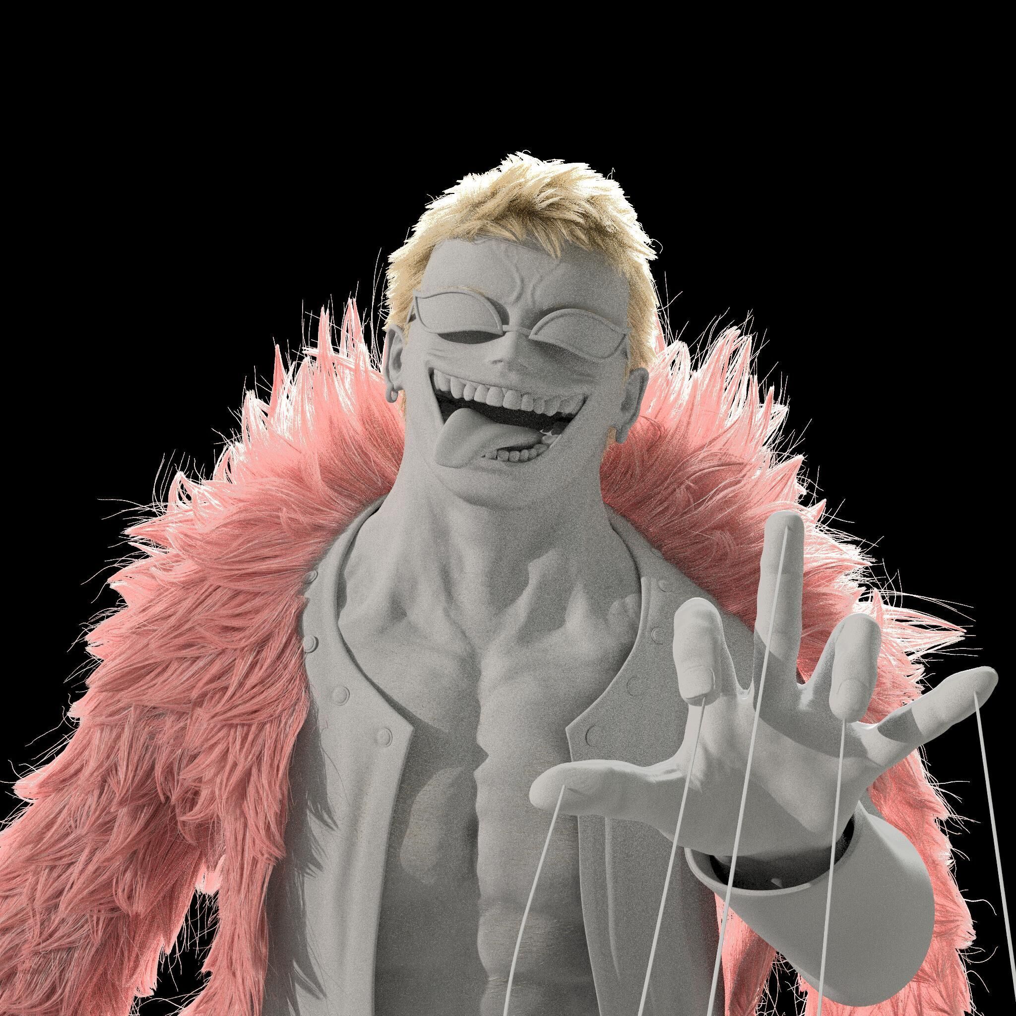 Doflamingo -Doffy Bust and groom -One piece -redshift-vray Low-poly 3D model_8