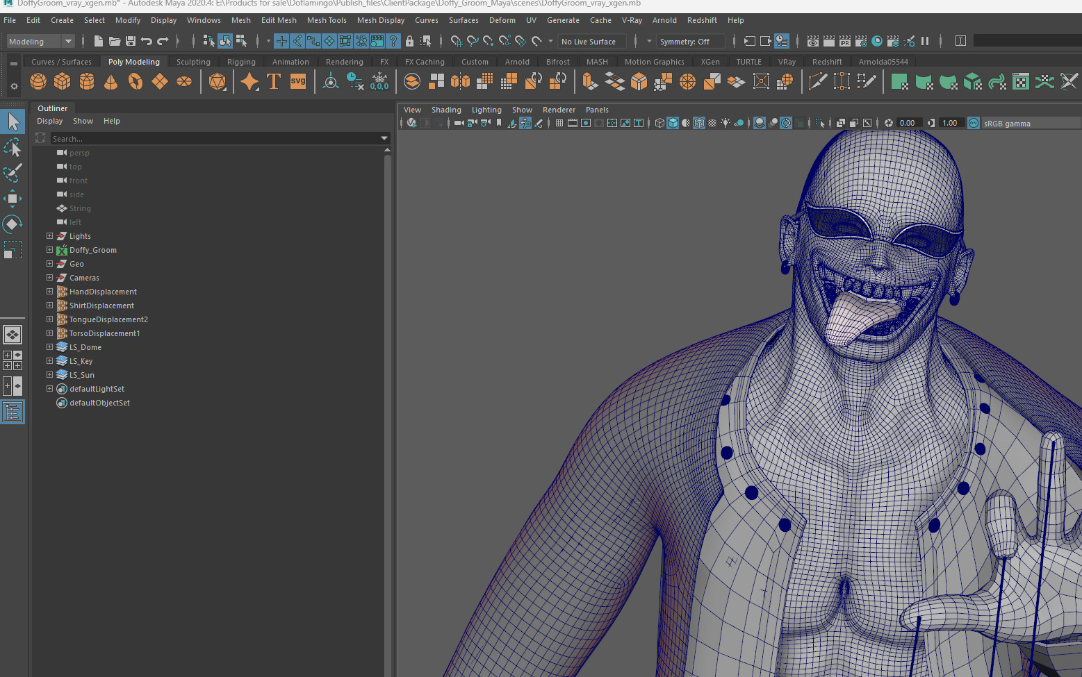 Doflamingo -Doffy Bust and groom -One piece -redshift-vray Low-poly 3D model_7